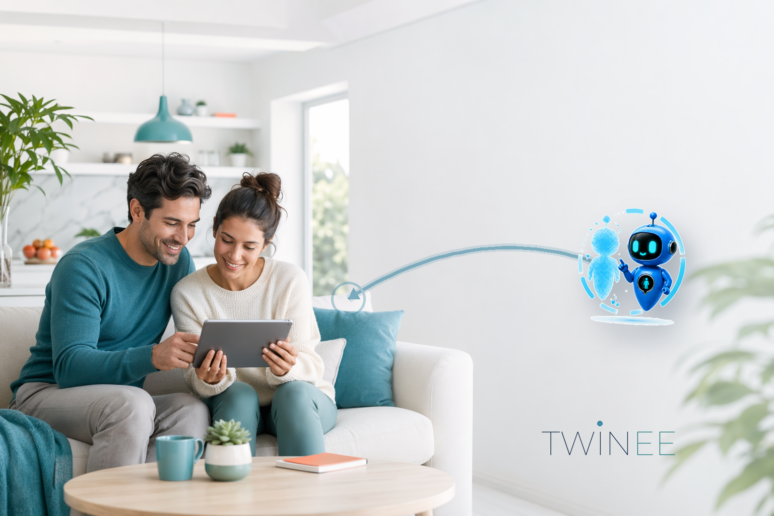 Deux personnes consultant leur contexte avec Twinee