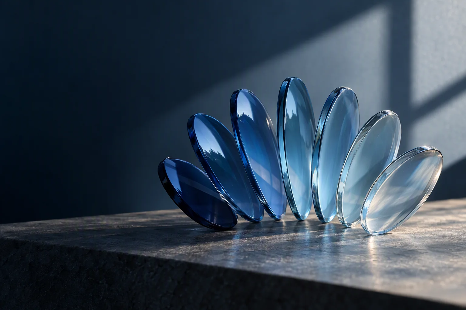 Seven blue lenses symbolize the seven program perspectives.