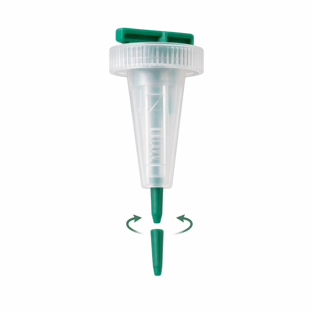 Unscrewing the green tip of the lancet