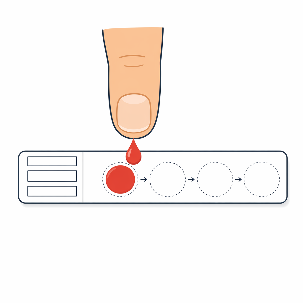 Letting the blood drop be absorbed by the strip via capillarity