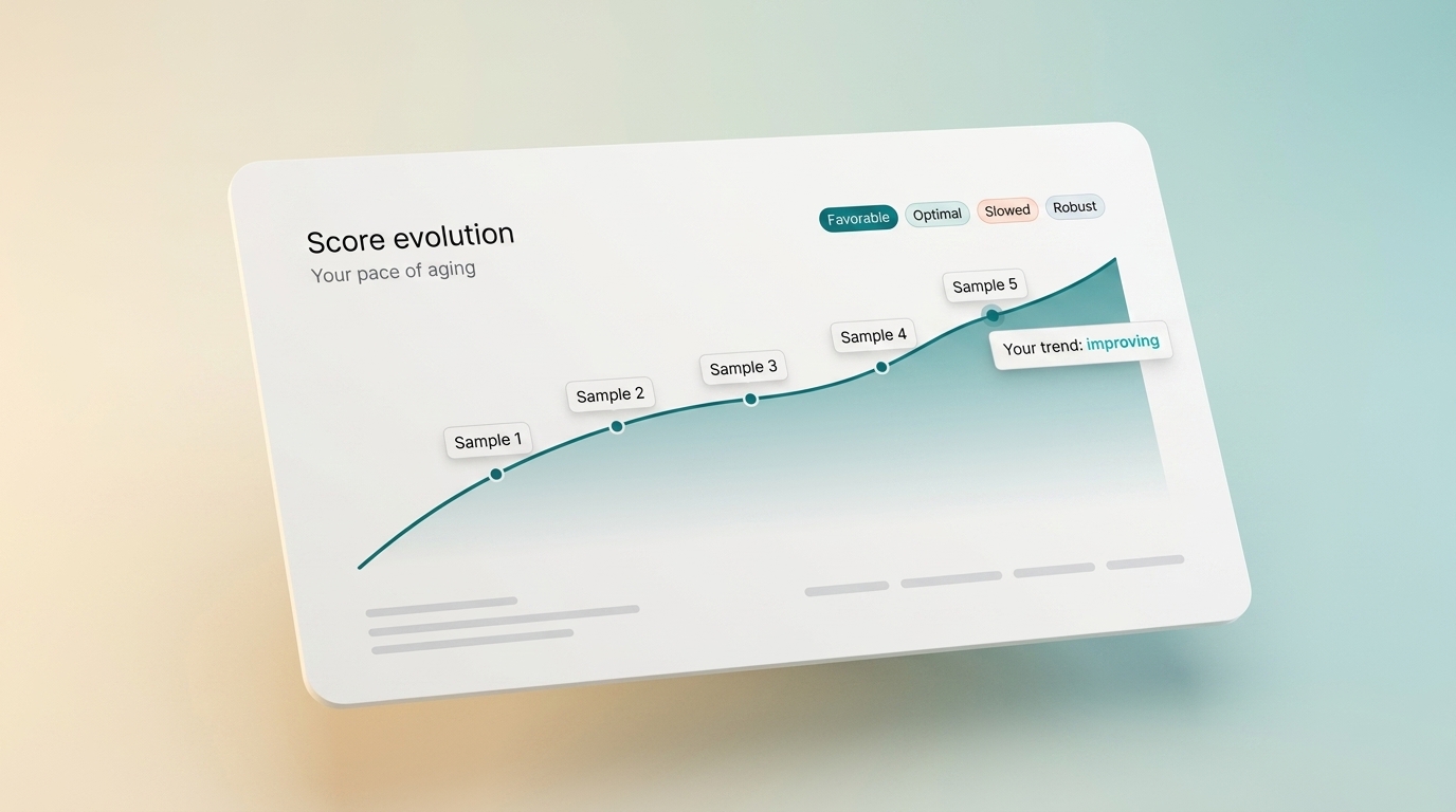 Biological trajectory evolution showing score improvement over multiple samples