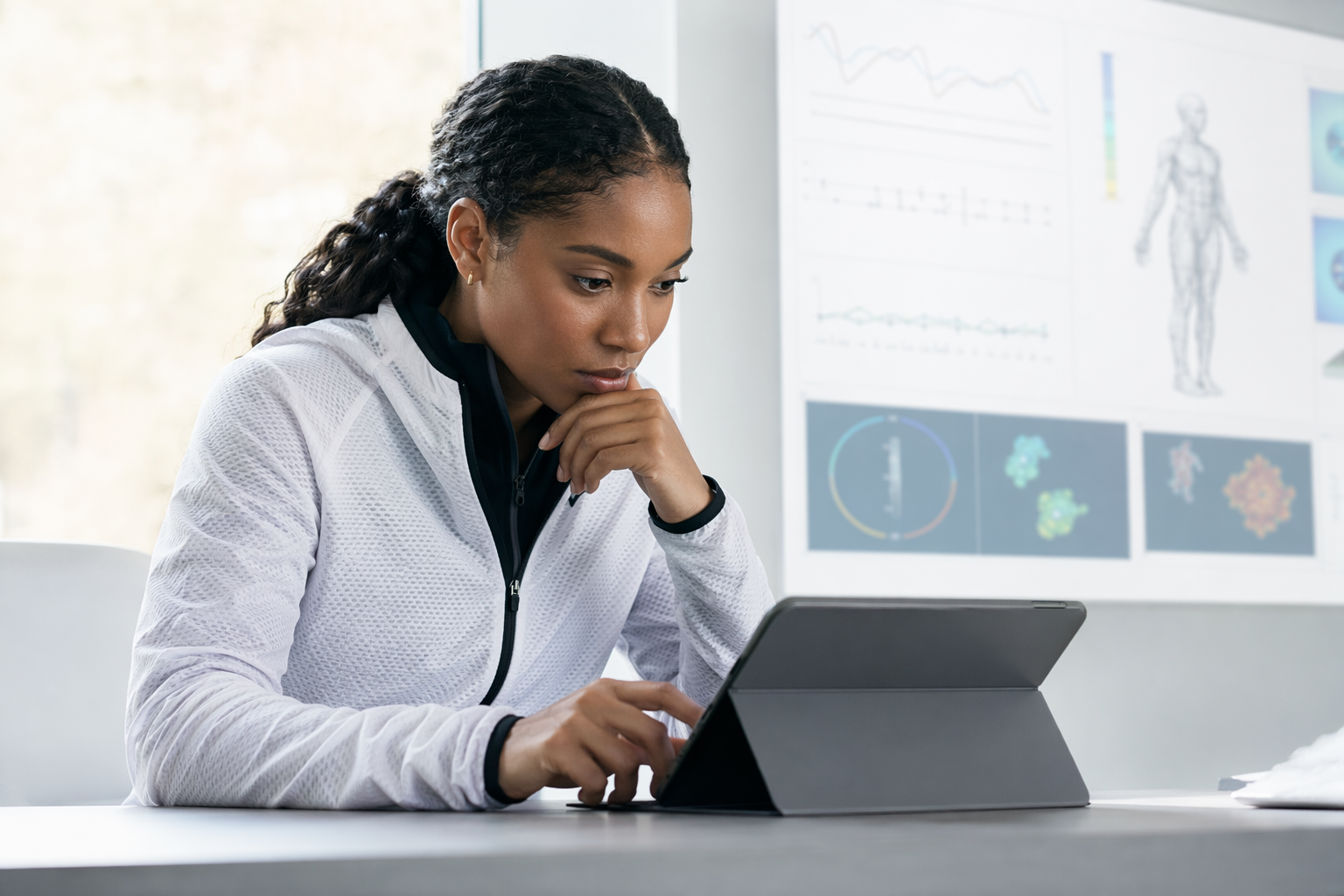Elite athlete reviewing biological performance portal