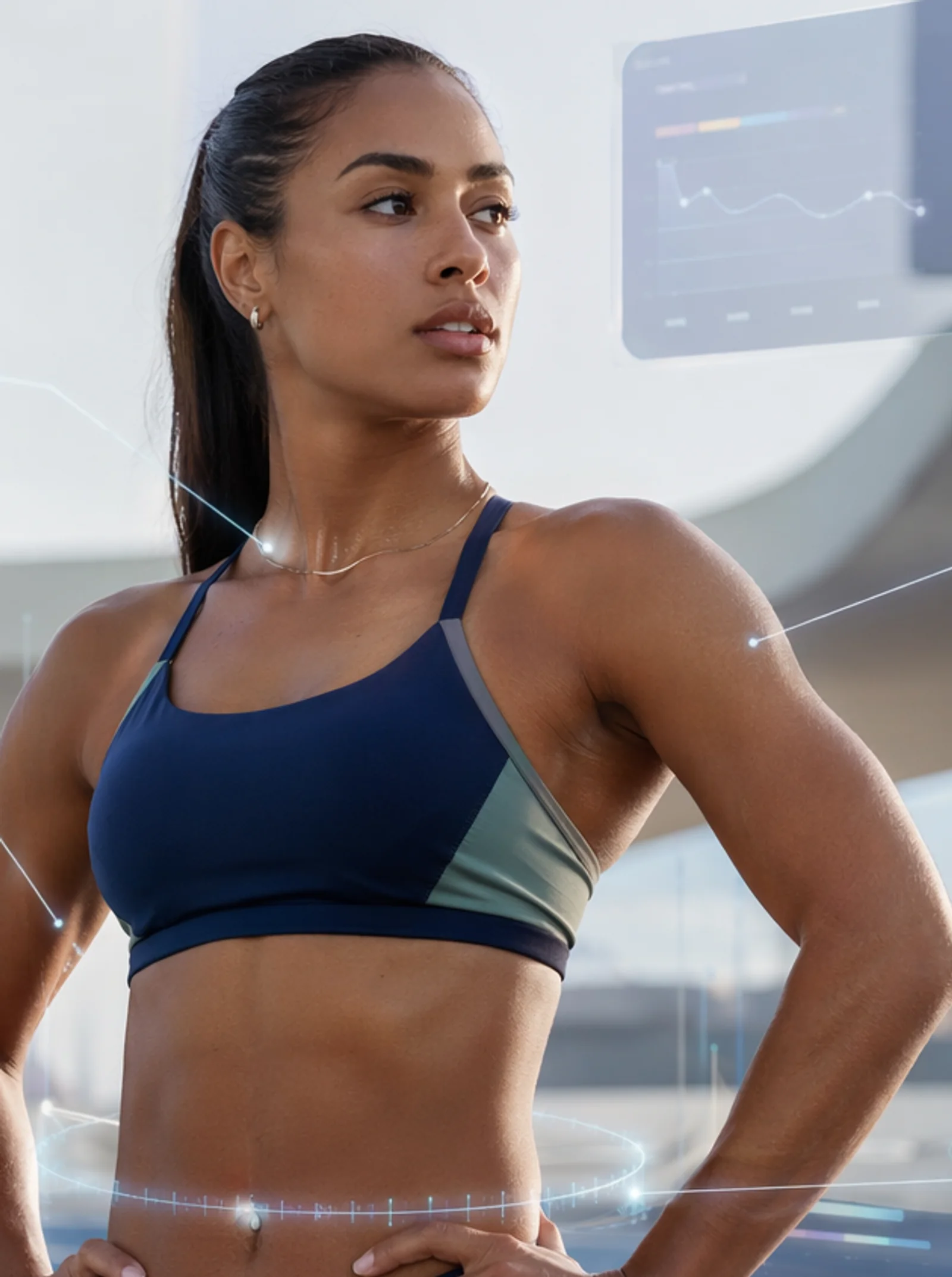 Illustration of an athlete alongside digital interfaces